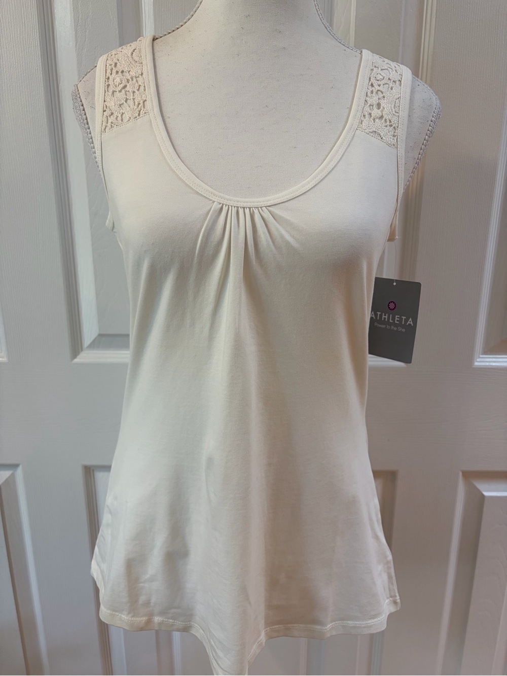 Athleta Ivory Crochet Cotton tank Top Size M